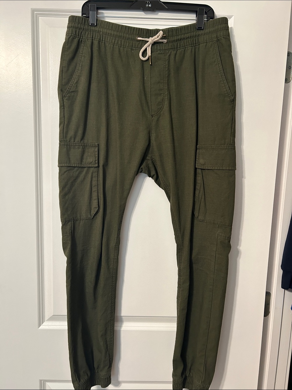 Divided Olive Green Cargo Joggers with Drawstring